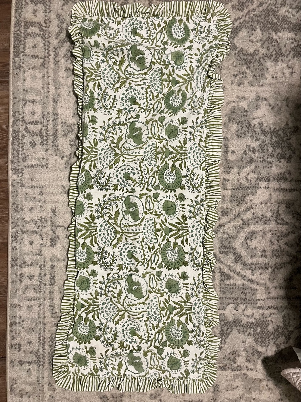 Green Floral Ruffle-Trim Women's Skirt